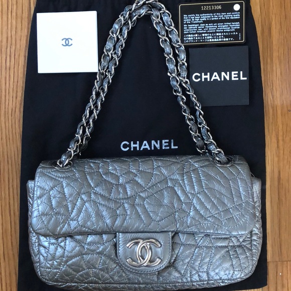 CHANEL Handbags - CHANEL Graphic Edge Flap Medium Patent Vinyl Bag